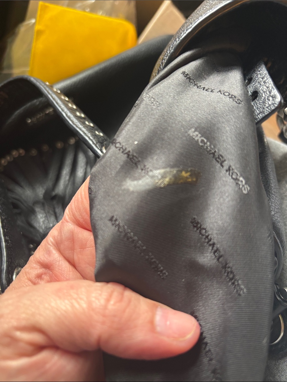 Michael Kors large rare Brooklyn Black Leather Tote with Tassel and Stud Accents - Picture 15 of 17